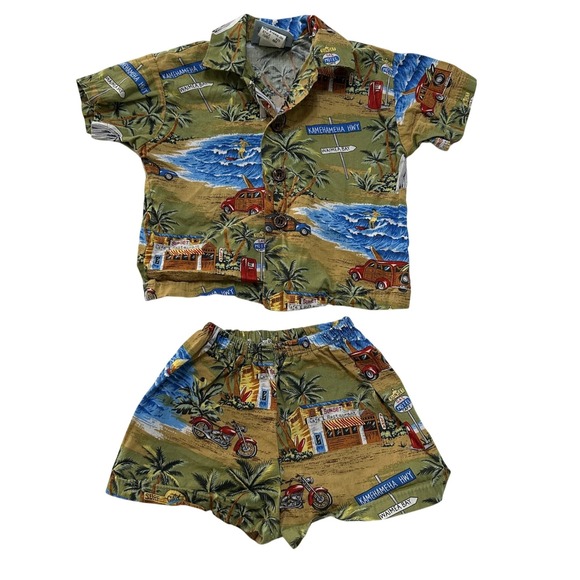 RJC Hawaii Other - RJC Hawaii Aloha Shirt and Shorts Set Size 6M Tropical Island Vacation Coastal
